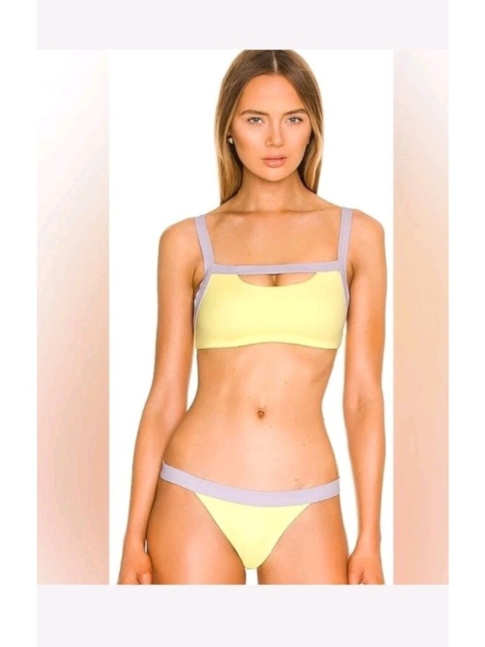 NWT ONIA Lina Leila Bikini L Yellow Blue bathing suit swim wear Luxury Resort